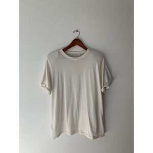 The Frankie Shop Off White Tee Sz M Roll Sleeve Shoulderpads 100% Cotton Staple